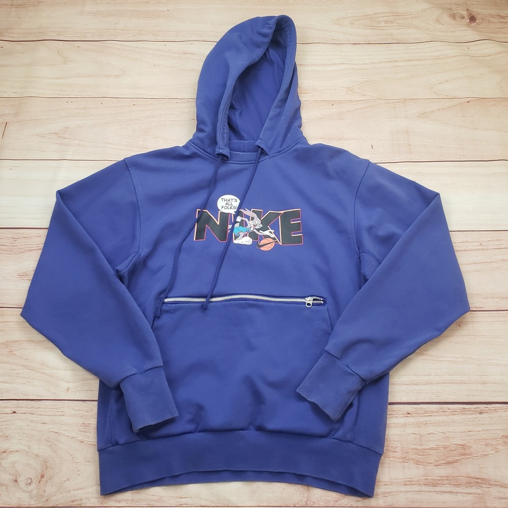 Nike Space Jam Hoodie Mens Small Purple Bugs Bunny Basketball Dri-FIT DJ3889-471
